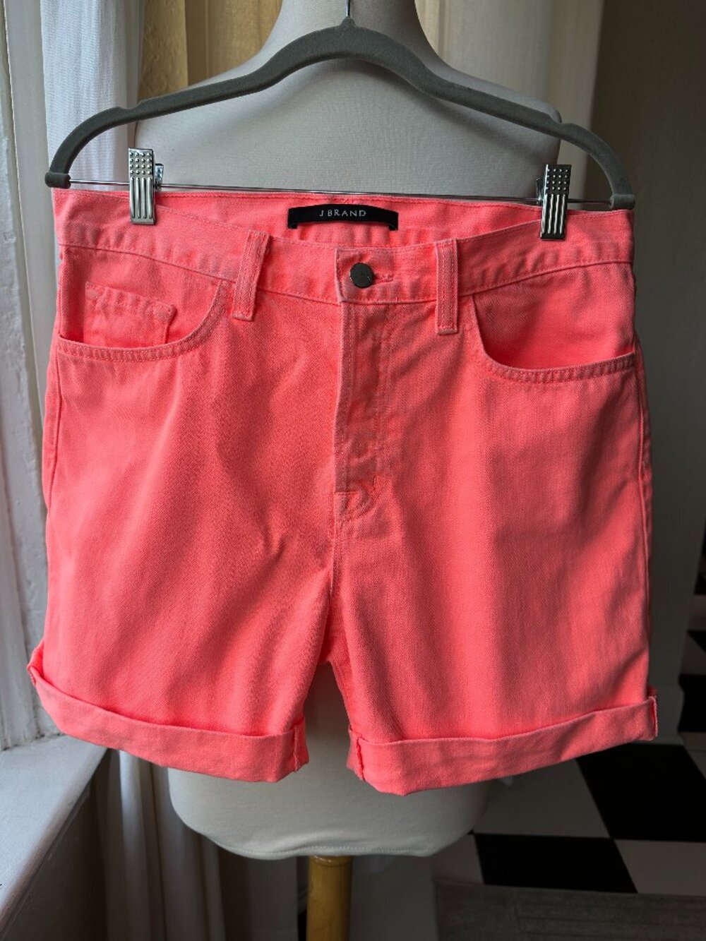 J Brand Coral Denim Shorts Women’s Size 28 Cuffed 100% Cotton